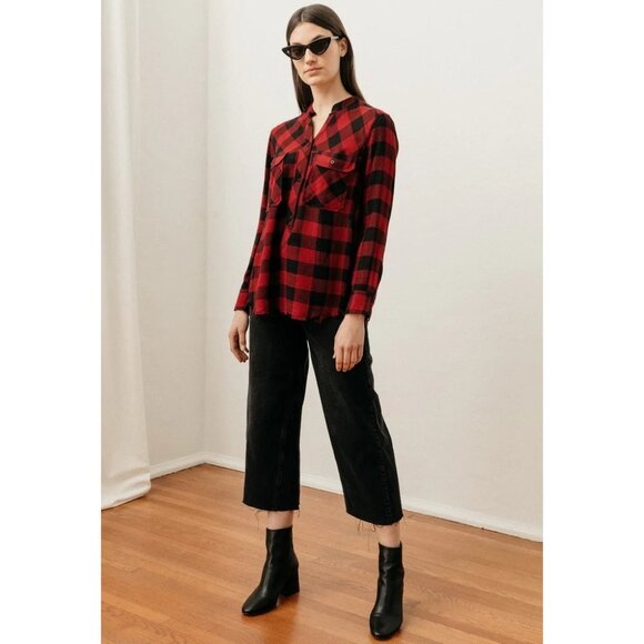 Rails Redding Button Down Size XS Sanguine Black Red Plaid Long Sleeve - Picture 1 of 9